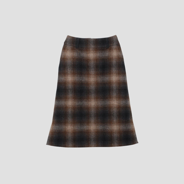 SHADOW CHECK WOOL SKIRT