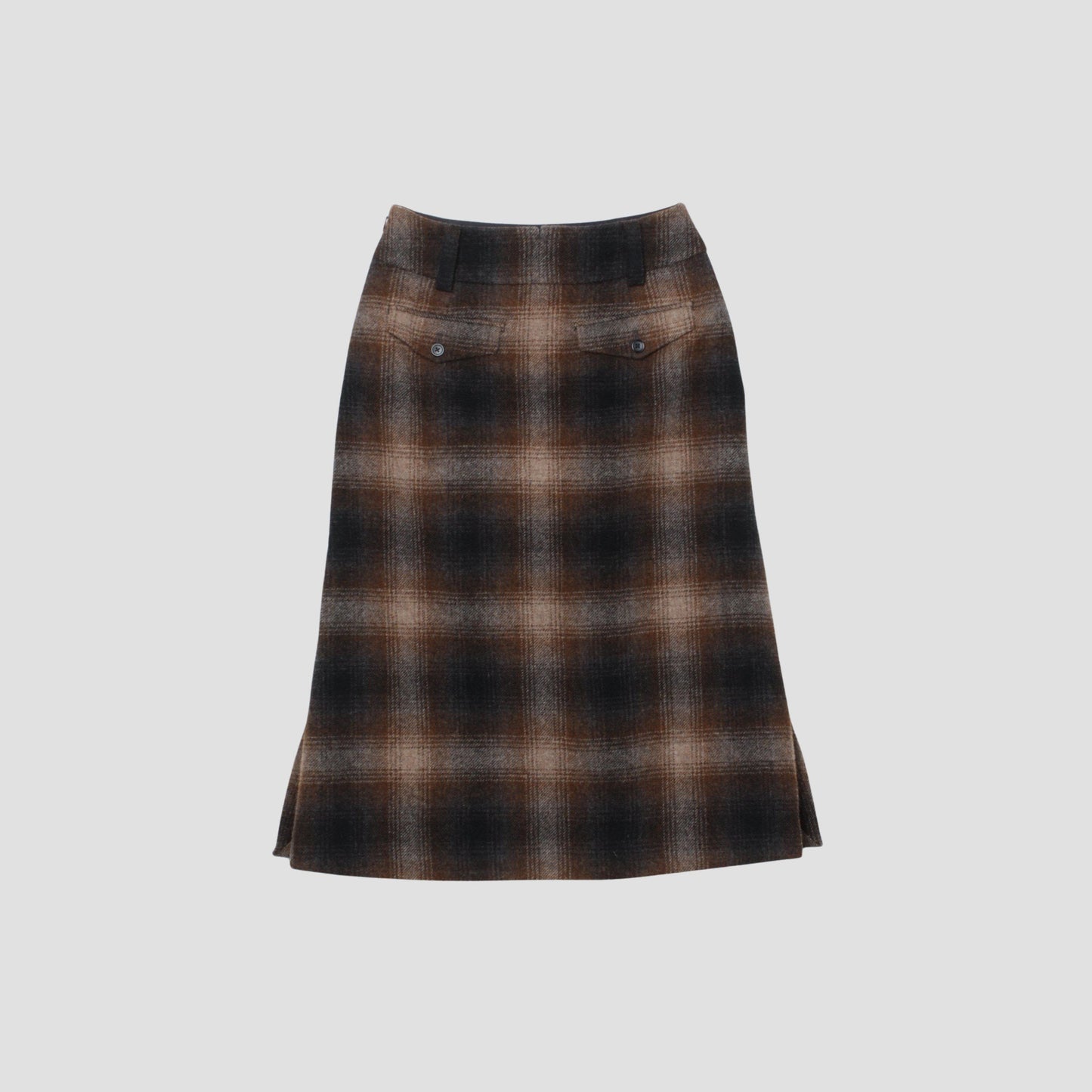 SHADOW CHECK WOOL SKIRT