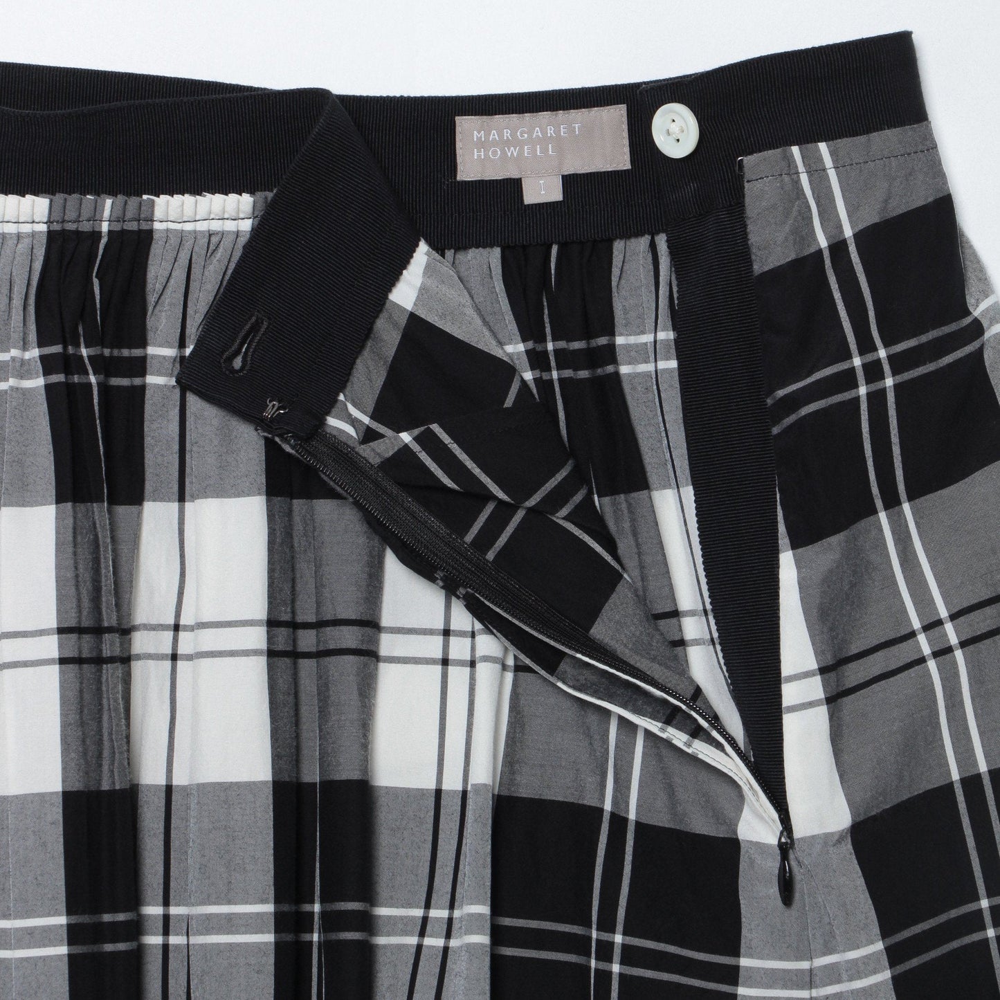 MONO CHECK SILK COTTON SKIRT