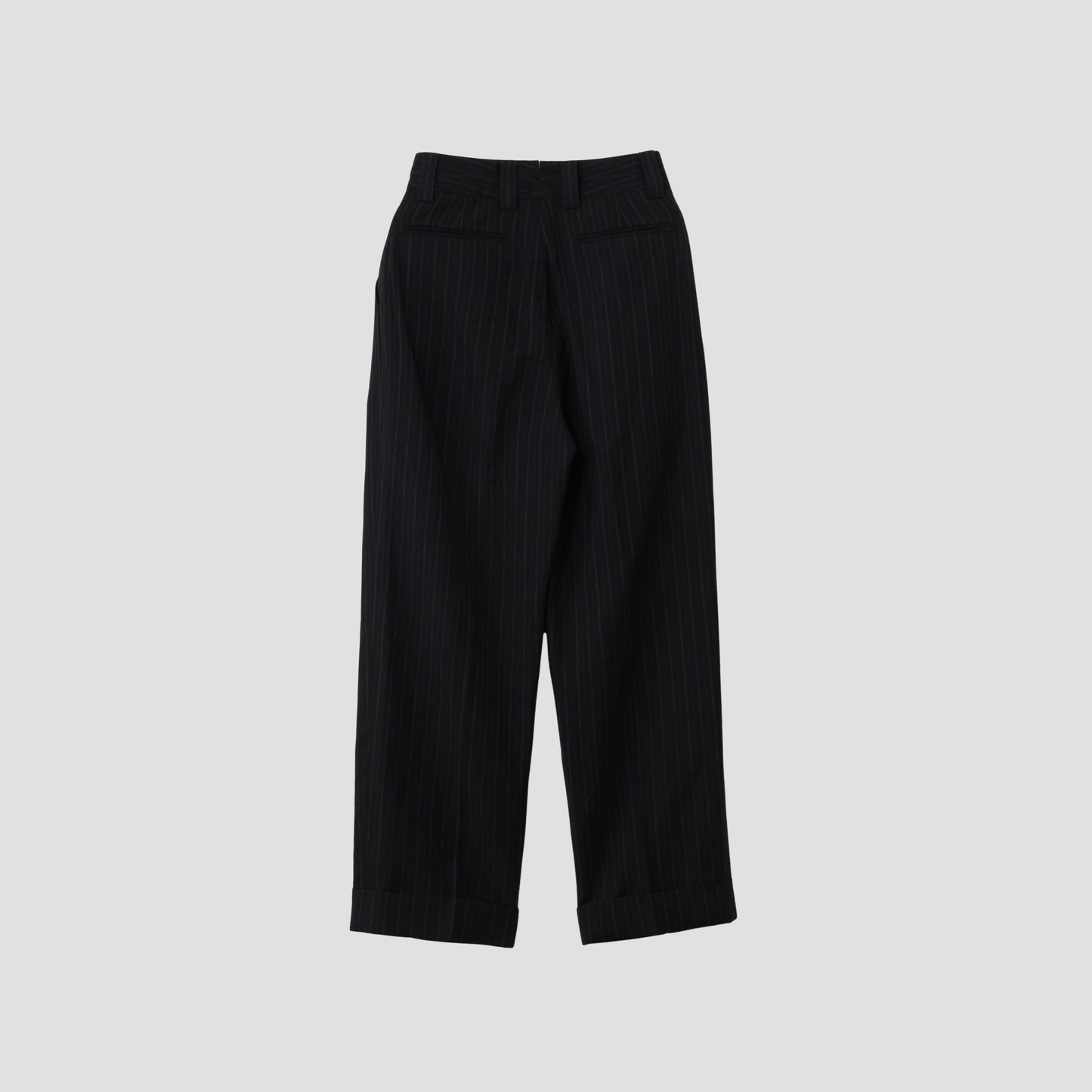 CHALK STRIPE LINEN WOOL TROUSERS