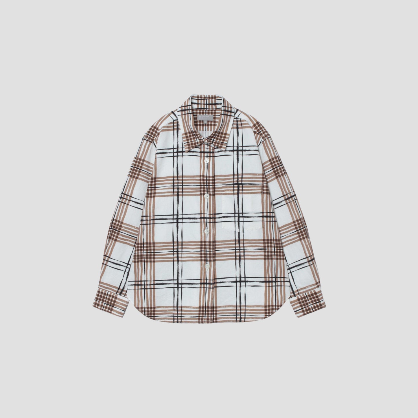 PAINTED CHECK COTTON LINEN SHIRT