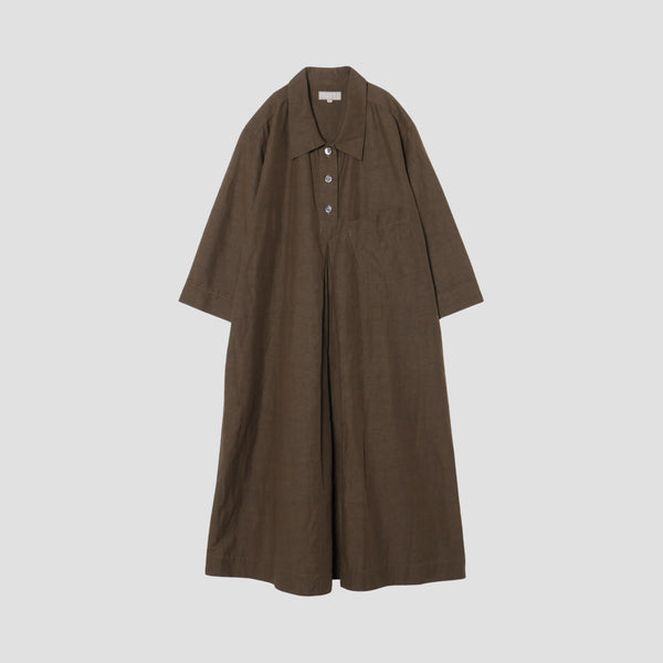 FINE PLAINWEAVE COTTON LINEN DRESS