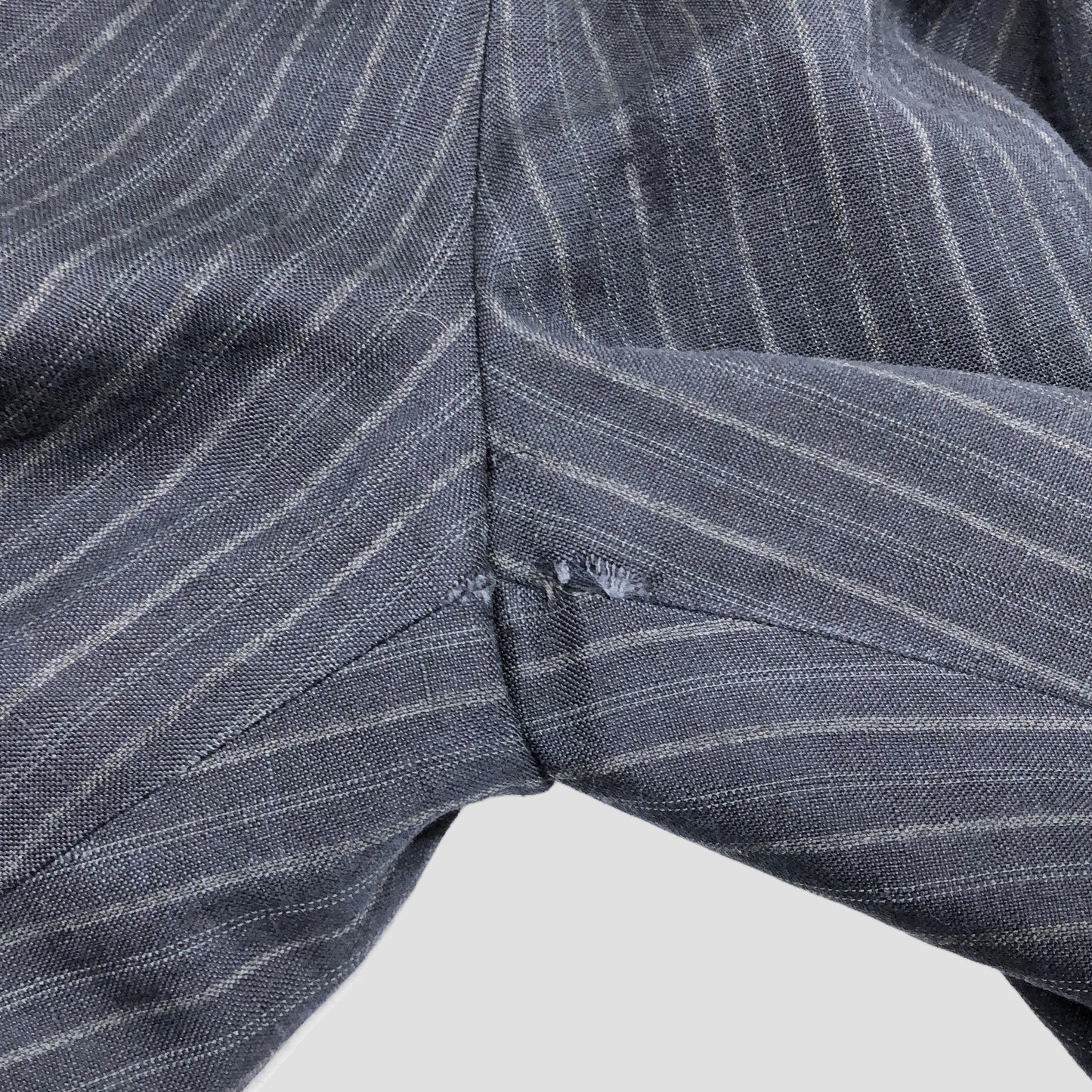 CHALK STRIPE LINEN WOOL TROUSERS