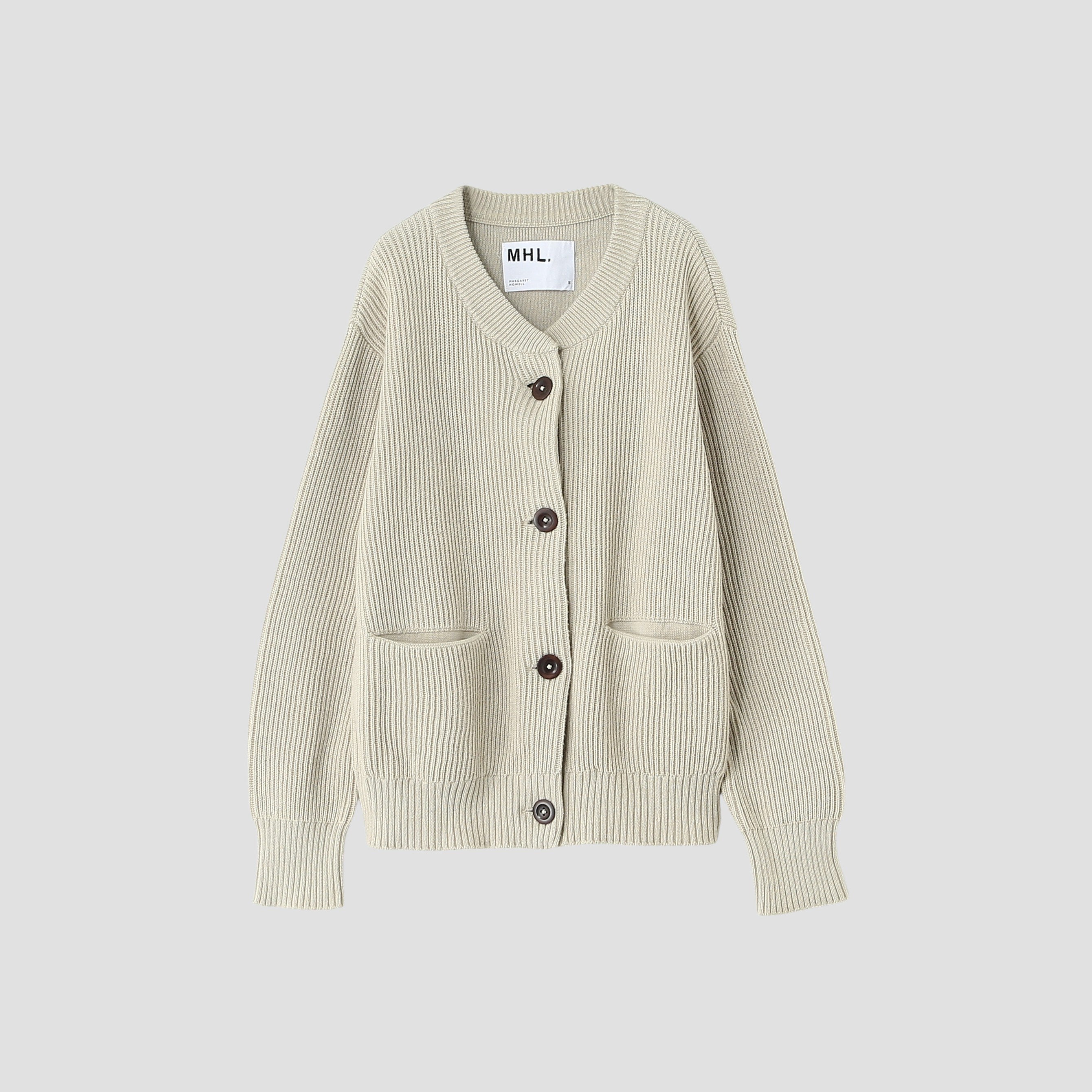 MHL. マーガレットハウエル コットン リブニット カーディガン ベージュ ニット / II / BEIGE(ベージュ) ｜ マーガレット・ハウエル 公式