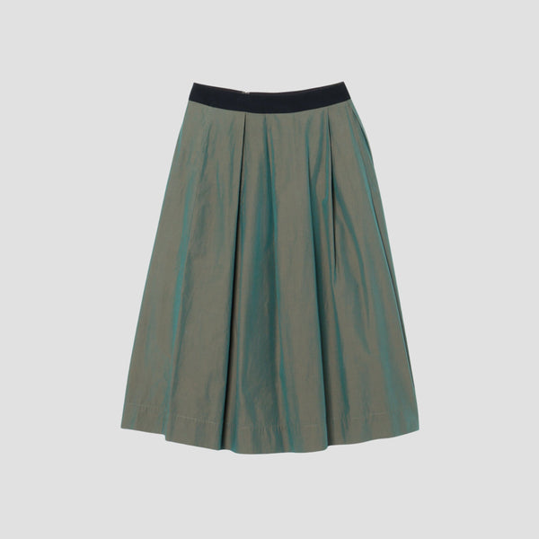 YARN DYED COTTON POPLIN SKIRT