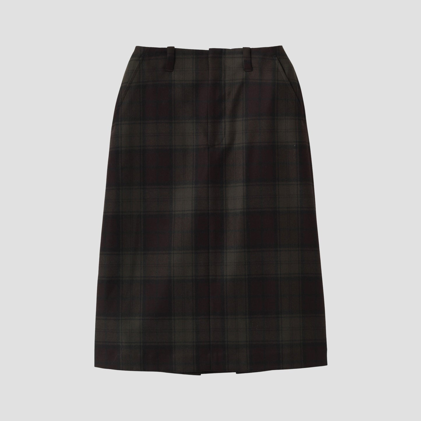 CHECK WOOL TWILL SKIRT