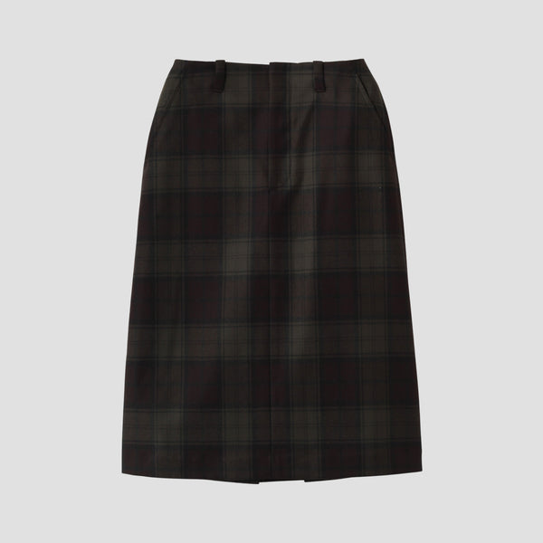 CHECK WOOL TWILL SKIRT