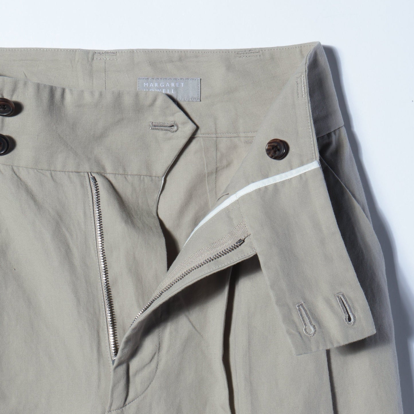 PLAIN WEAVE COTTON LINEN TROUSERS
