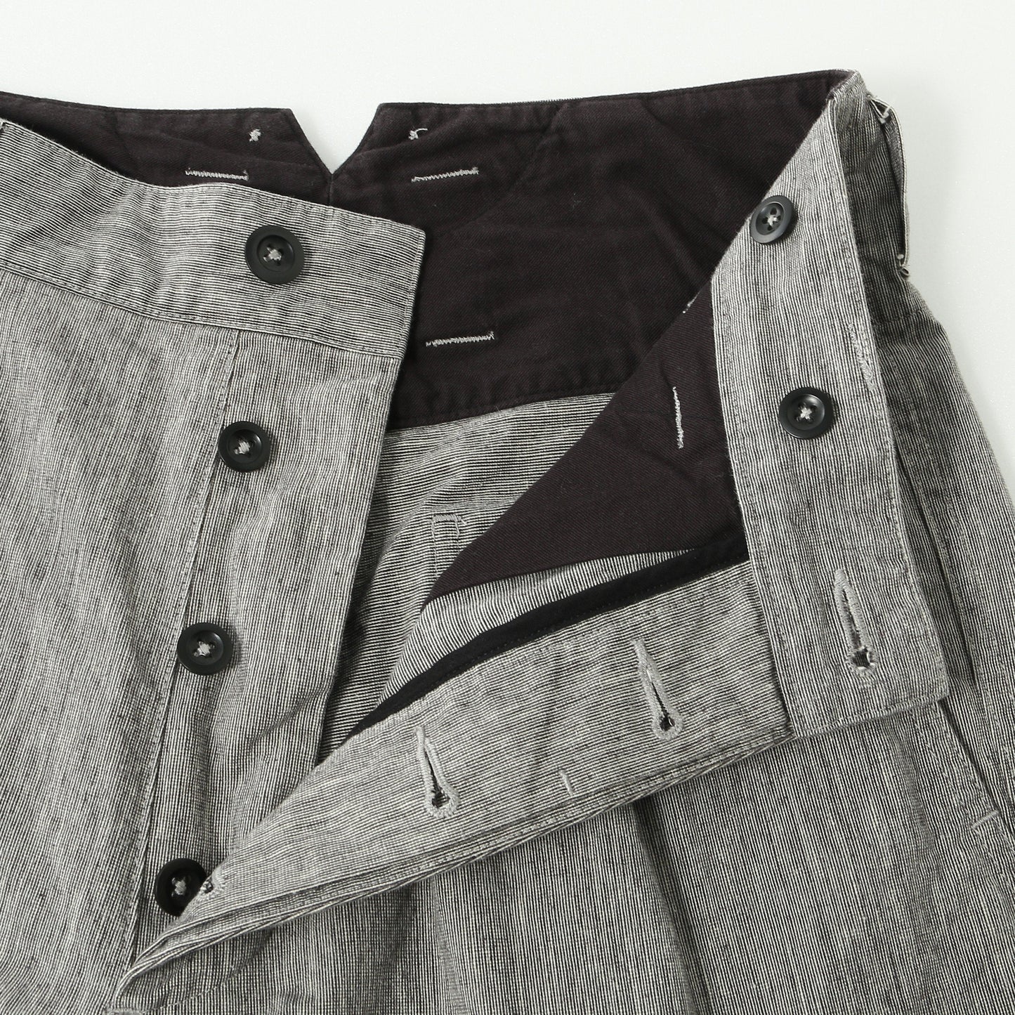 IRREGULAR END ON END COTTON LINEN TROUSERS